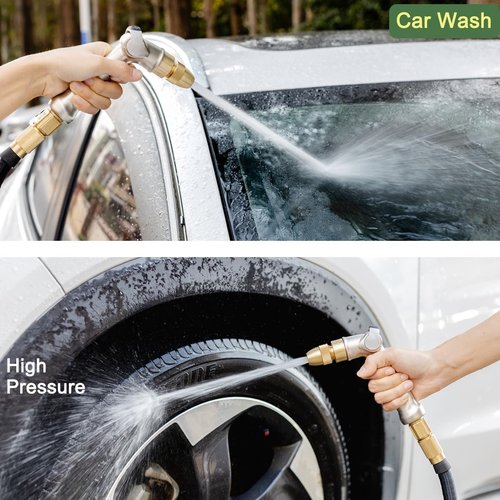 FANHAO Heavy Duty Garden Hose Nozzle - 100% Metal Thumb Control with Brass Tip | Adjustable High Pressure Sprayer