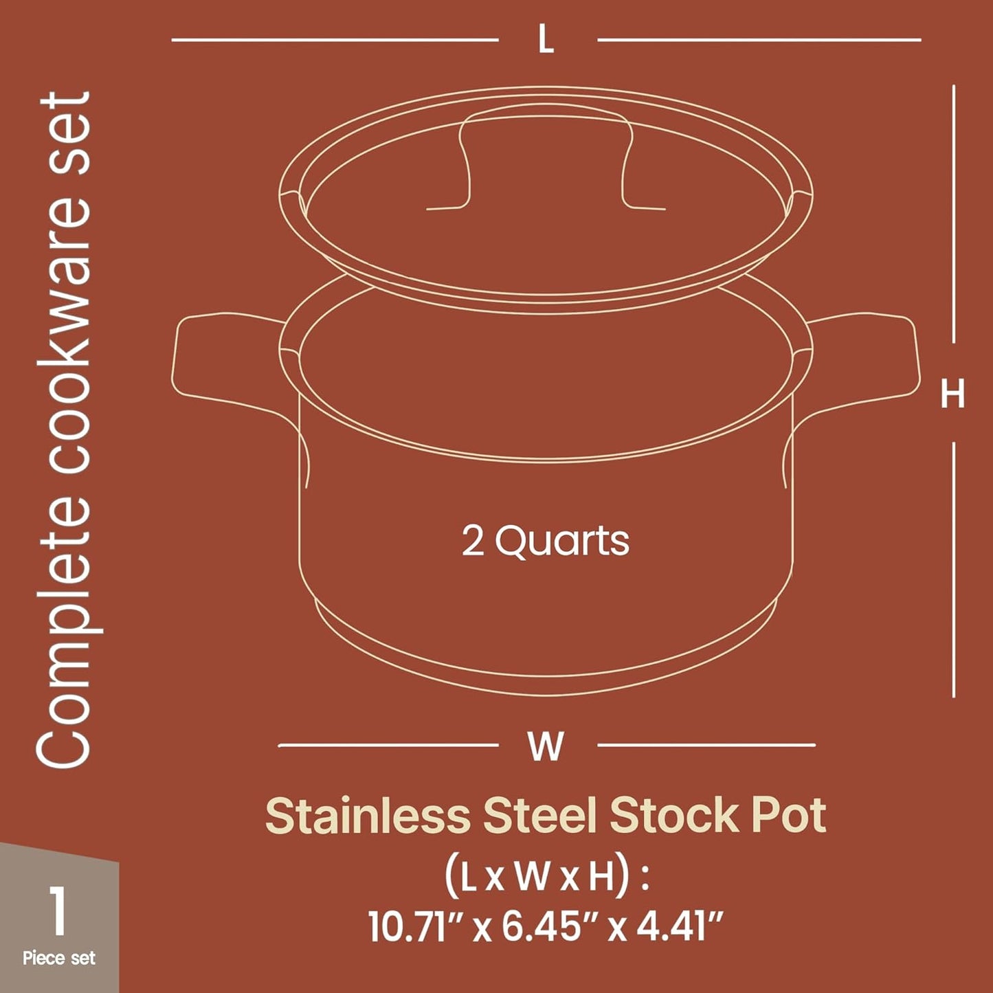 Stainless Steel Stockpot by [Brand Name] - 2 Quart Durable Design with Impact-Bonded Base & Riveted Handles