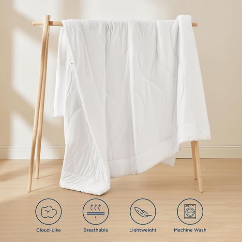 Bedsure Queen Duvet Insert - Ultra Soft Lightweight Down Alternative Comforter | All-Season, Machine Washable, White 88x88 Inches