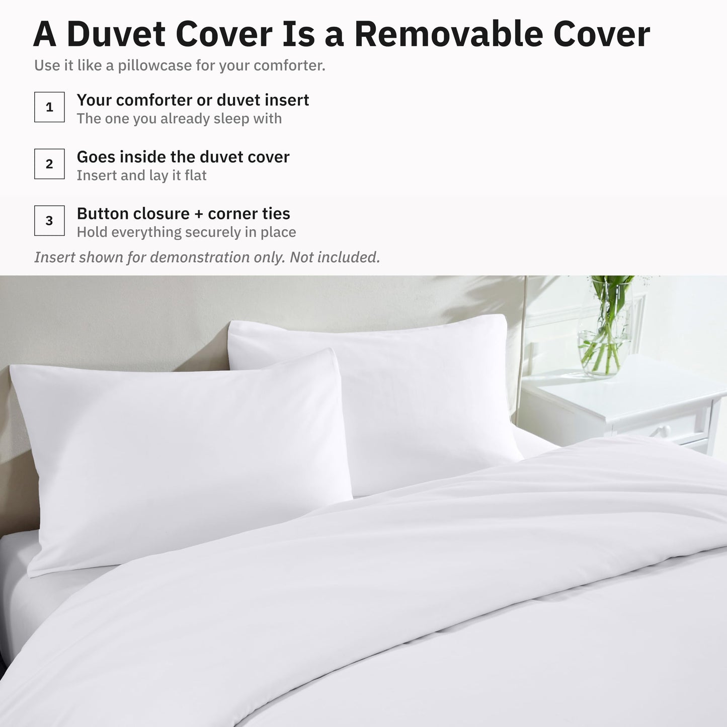 California Design Den 2 Pc Twin XL/Twin Duvet Cover Set - Winner Good Housekeeping Best Bedding Awards 2025, 400 Thread Count Sateen, 100% Cotton Duvet Covers, Button Closure, Corner Ties - White