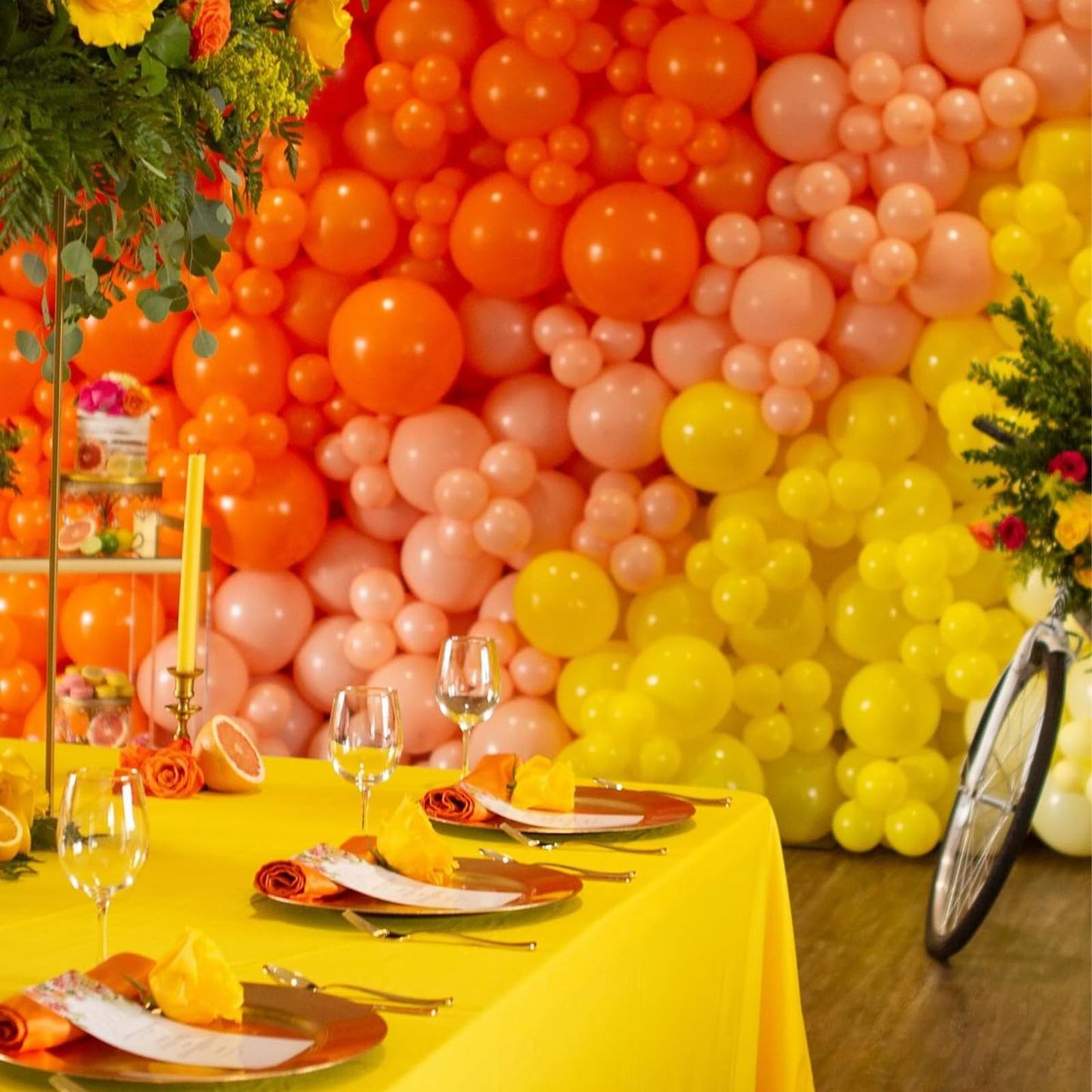 PartyWoo Yellow Balloon Garland, 100 pcs Orange Yellow Balloons Different Sizes Pack of 36 Inch 18 Inch 12 Inch 10 Inch 5 Inch for Balloon Garland Arch as Party Decorations, Birthday Decorations
