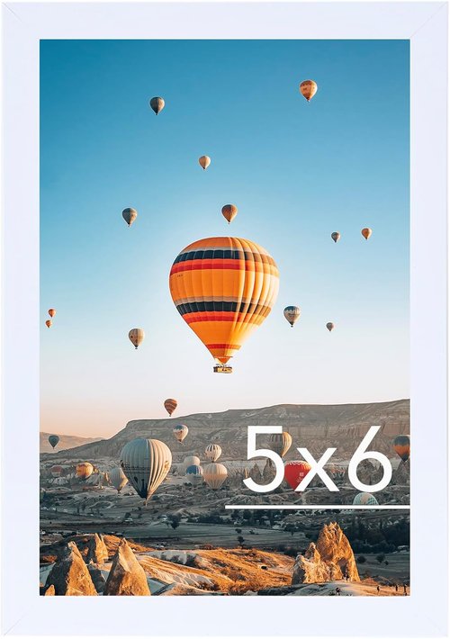 JCJMY 5x6 Picture Frame - White Wall Mount & Tabletop Display | Shatter-Resistant Plexiglass