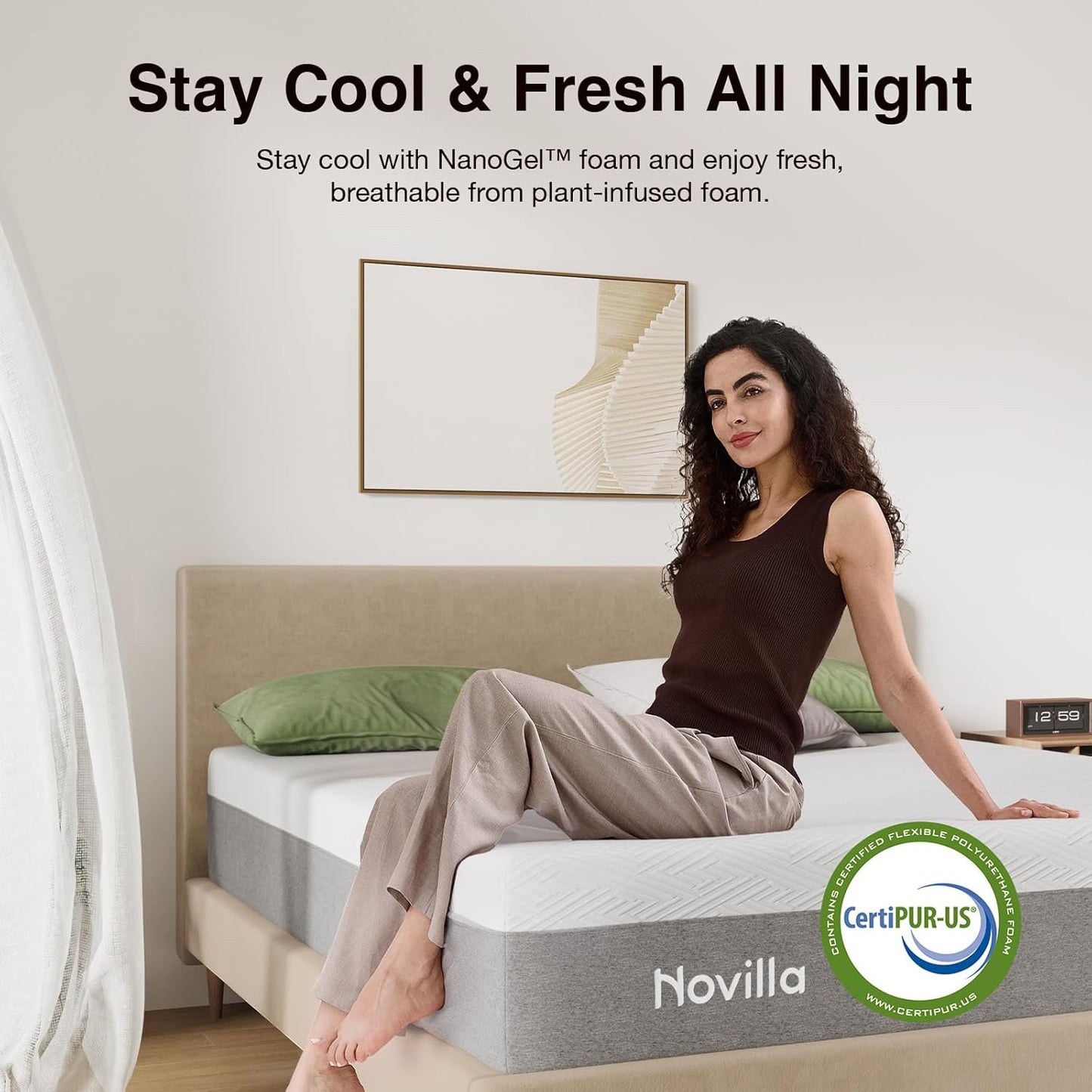 Novilla Twin XL Mattress - 10 Inch Gel Memory Foam for Cool Sleep & Pressure Relief | Medium Plush