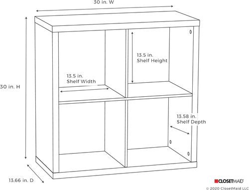 ClosetMaid 4 Cube Storage Shelf - Stylish Organizer with Back Panel | Easy Assembly, Black Walnut Finish
