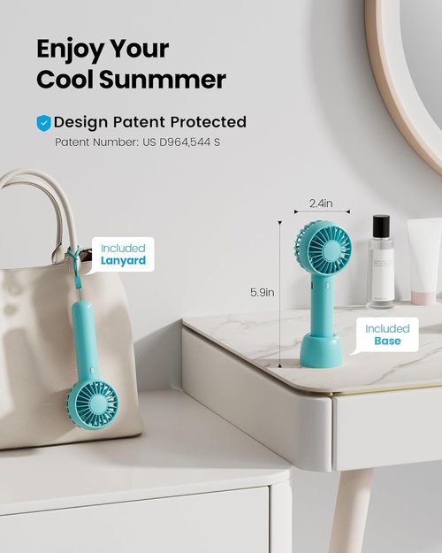 Gaiatop Mini Portable Fan - Cute & Powerful 3-Speed Handheld & Desktop Design | USB Rechargeable Green