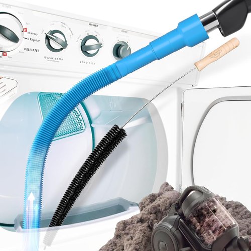 Holikme Dryer Vent Cleaner Kit - 2-Piece Lint Vacuum Attachment & Flexible Brush, Blue