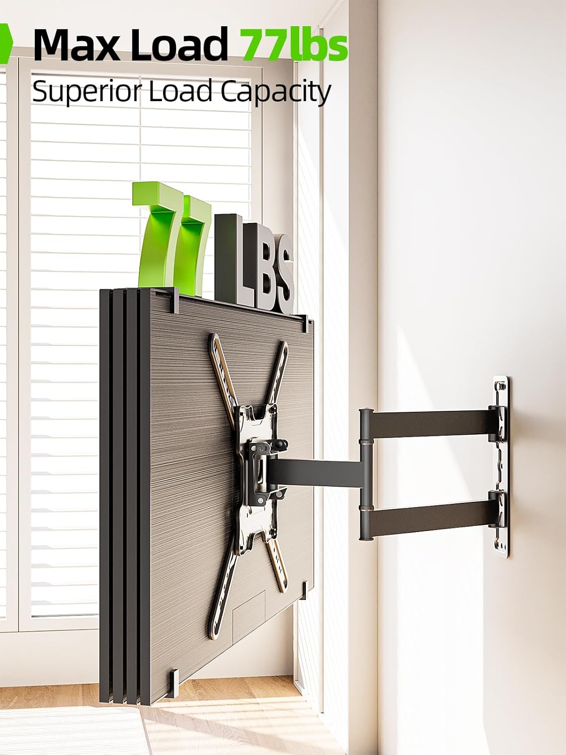 USX Mount Full Motion TV Wall Mount - Swivel & Tilt Design for 26-60 Inch TVs, Max VESA 400x400mm