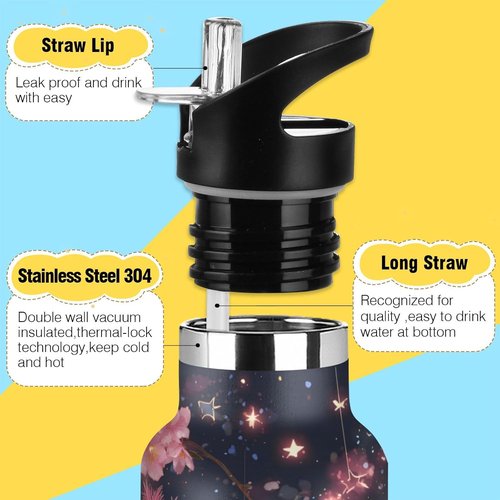 Bolaz Axolotl Star Water Bottle - Insulated 20 oz Flask for Kids | Stainless Steel with Straw Lid
