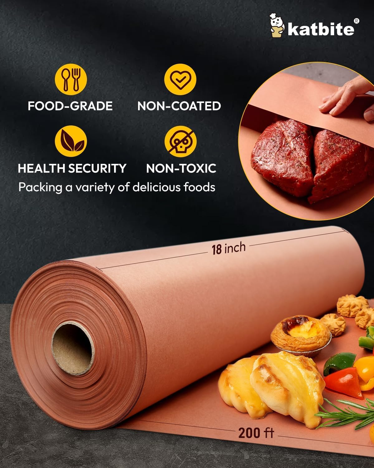 Skiennix Butcher Paper Roll - 18" x 200' Unbleached & Uncoated for Sublimation | Pink Unwaxed Smoking Paper with Dispenser Box