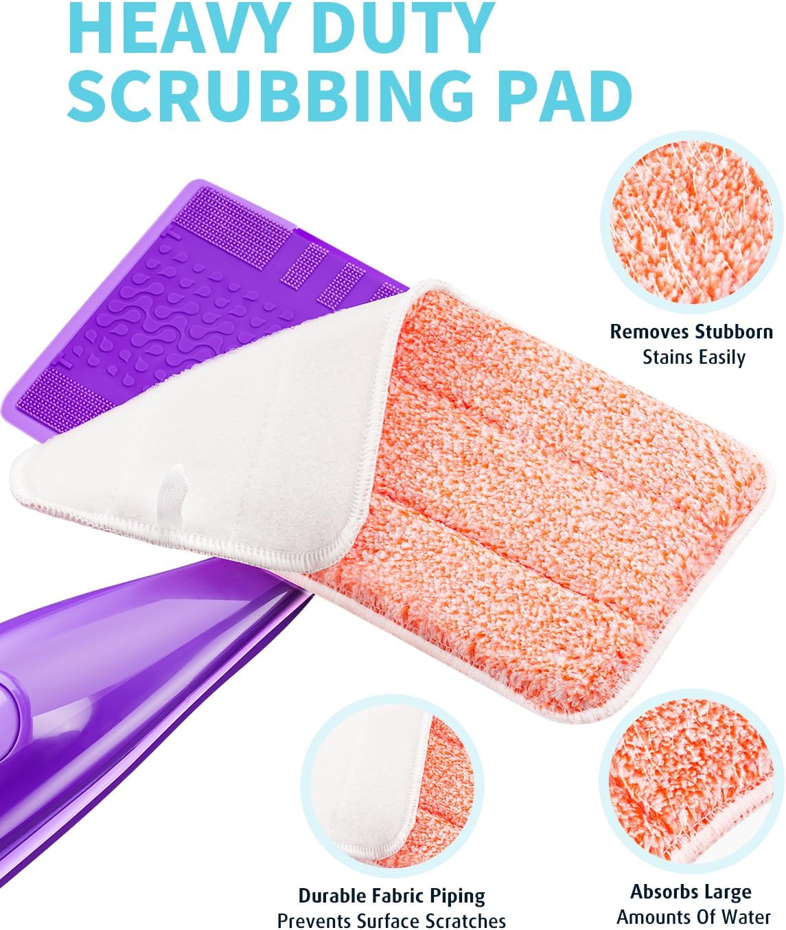 Skiennix Power Scrubbing Mop Pads - Reusable Microfiber Refills for Swiffer Wet Jet Mops | 6 Pack