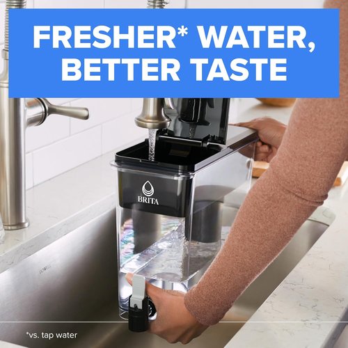 Brita UltraMax Water Dispenser - 27 Cup Capacity with 1 BritaPlus Filter - Sleek Black Design