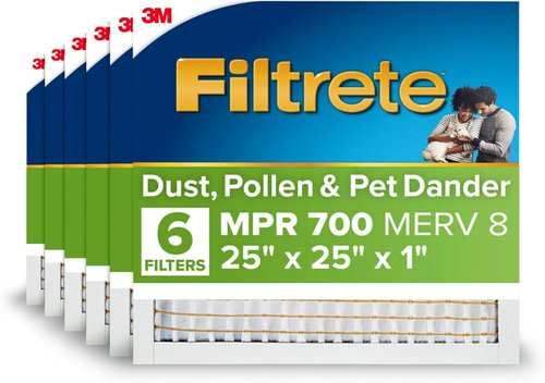 Filtrete 25x25x1 Air Filter - MERV 8 Dust, Pollen & Pet Dander Reduction | 6-Pack, Easy Air Flow