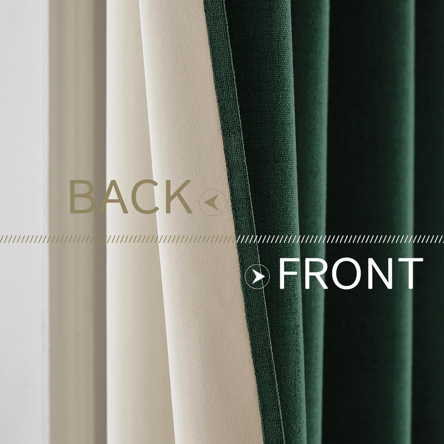 MIULEE 100% Blackout Linen Curtains - Thermal Insulated Emerald Green Drapes | 52 x 84 Inch (2 Panels)