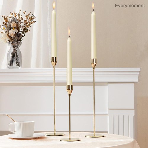 Everymoment Ivory Taper Candles - Dripless & Smokeless 10-Inch Candlesticks | 4 Pack Unscented Cream for Weddings & Home Decor
