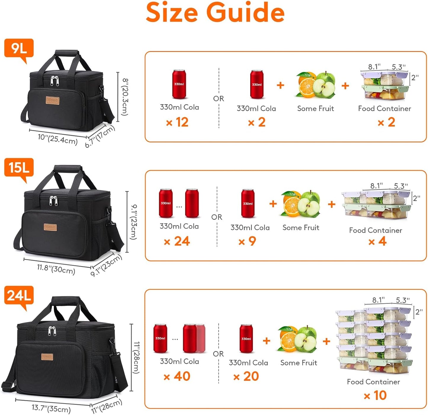 Lifewit Insulated Lunch Bag - Soft Cooler Tote for Adults | Black 12-Can Capacity (9L)