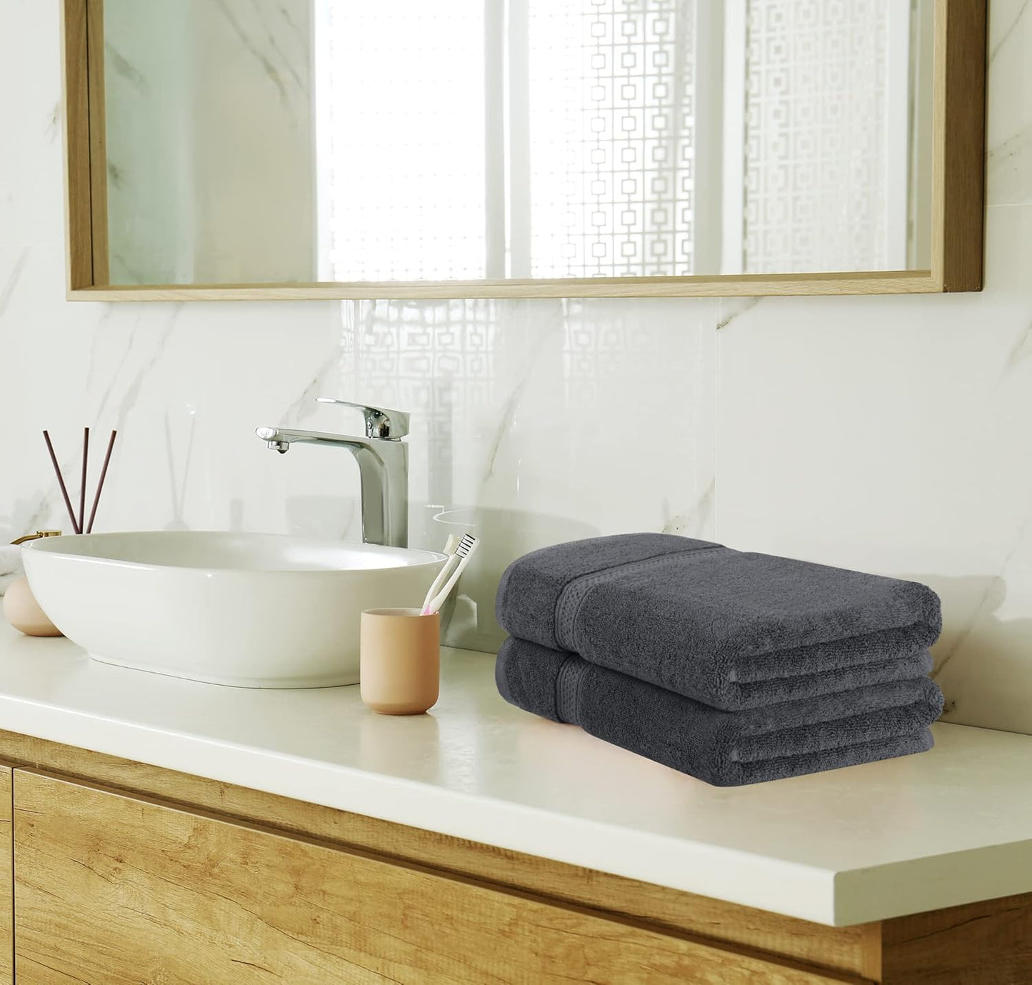 Utopia Towels 8-Piece Luxury Towel Set - Plush, Super Absorbent 100% Cotton Towels in Grey | Ideal for Bathroom, Spa & Hotel
