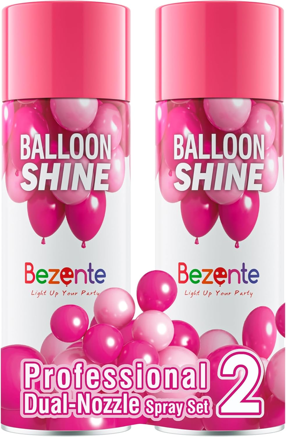 Bezente Balloon Shine Spray - High Shine, Waterproof Formula | 2 x 15oz Dual Nozzles for Precision & Wide Spray