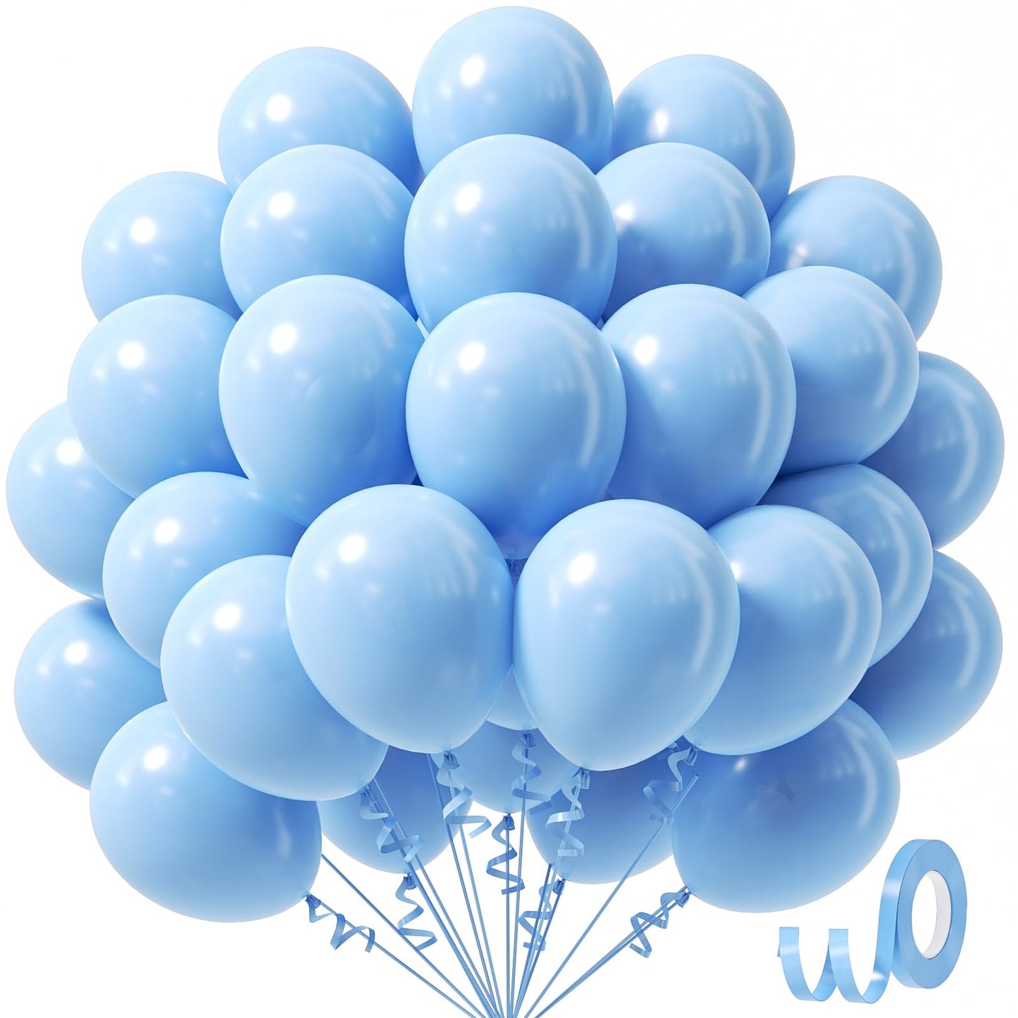 Awenztech Light Blue Balloons 12 inch, Pastel Blue Latex Balloon 50pcs Party Balloons for Graduation Baby Shower Gender Reveal Wedding Birthday Party Decorations