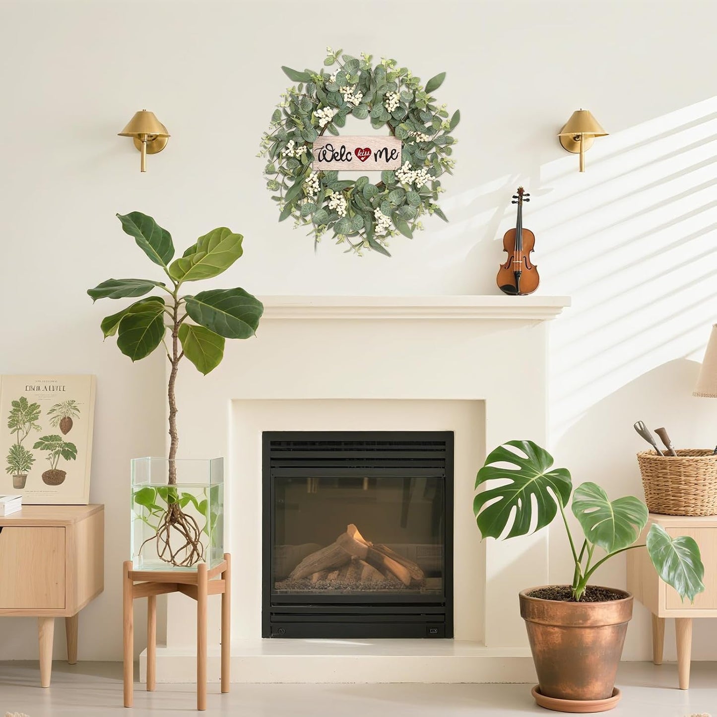 SY Super Bang 20-Inch Artificial Eucalyptus Wreath - Seasonal Welcome Sign for Home Decor