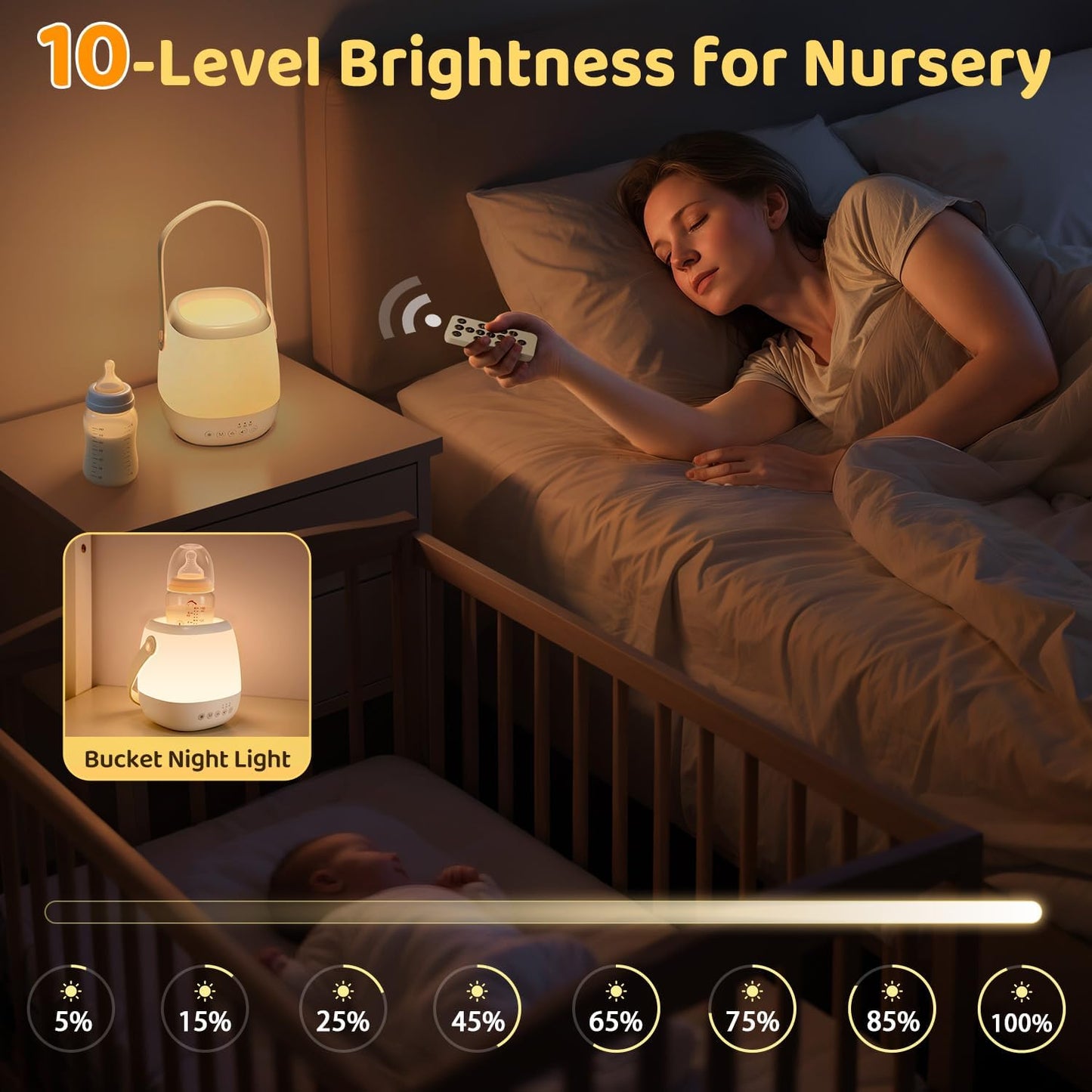 Skiennix Baby Night Light Sound Machine - 35 Colors & 12 White Noises | Portable USB Rechargeable Lamp