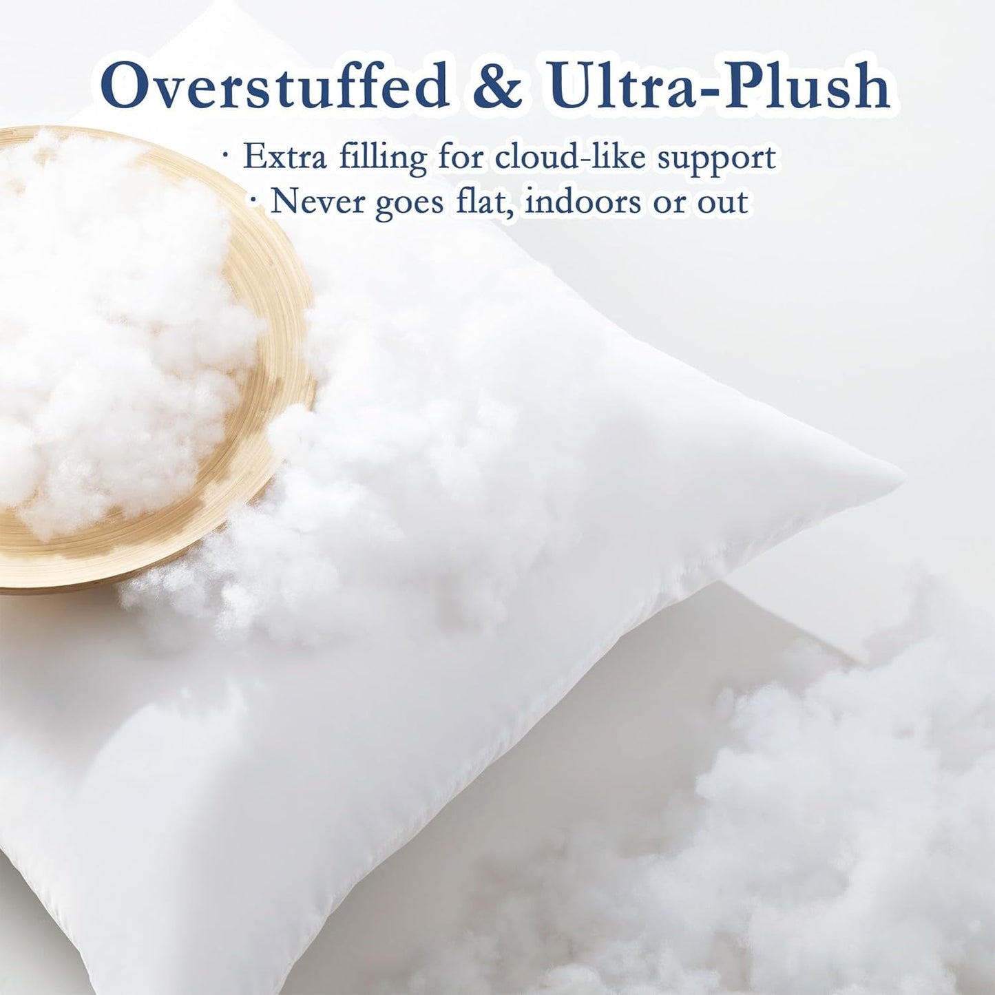 Puredown® Outdoor Pillow Inserts - Fluffy Soft Water-Resistant Down Alternative | Set of 2, 20x20 Inches