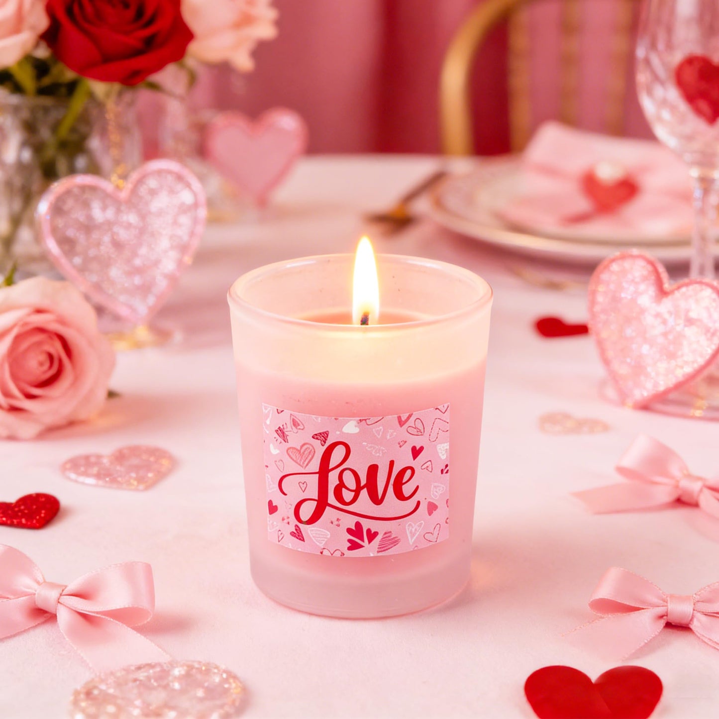 10 Pcs Valentine's Day Basket Gifts for Her, Valentine Gift Stuffers with 16 oz Glass Cup, Socks, Hair Clip, Candle, Heart Bath Salts Bottle Birthday Gift Set for Mom Wife Daughter Teen Girlfriend