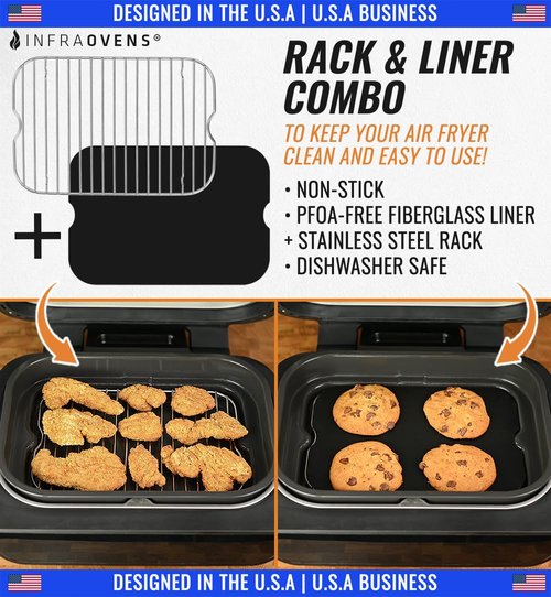 Air Fryer Rack Accessories for Ninja Foodi Smart XL 6-in-1 FG551 and Reusable Liner Accessory for Indoor Grill and Airfryer Cooking, Baking and Dehydrating, Stainless Steel, Paper Liner Replacement