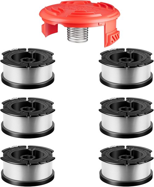 Black and Decker AF-100 Weed Eater Strings - 7 Pcs Replacement Spools with Trimmer Cap & Spring | 0.065’’ AFS