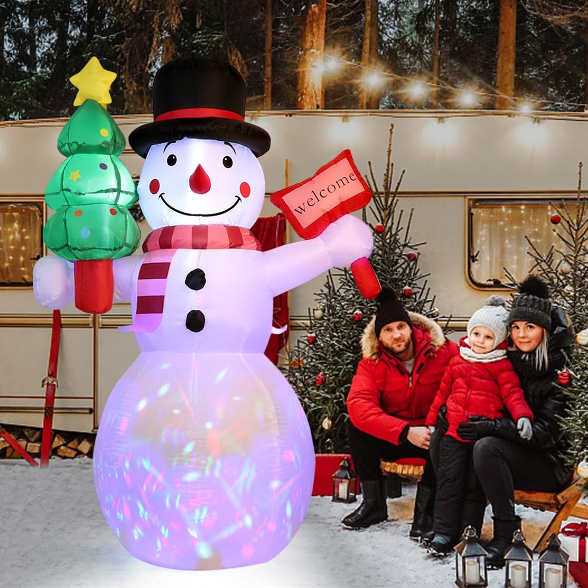 Skiennix 5Ft Christmas Inflatable Snowman - LED Lights for Outdoor Holiday Decor | Winter Yard Decoration