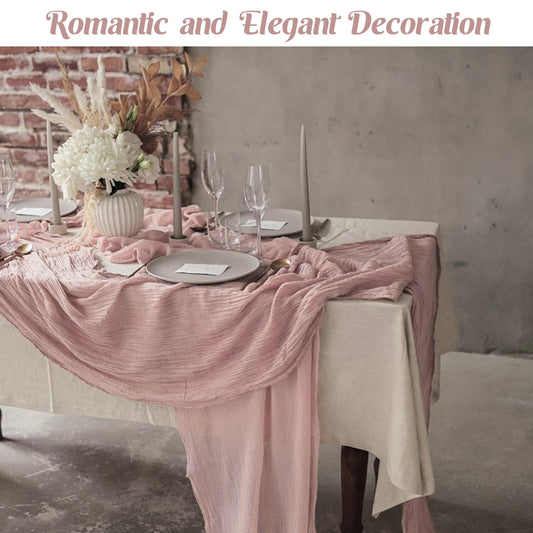 6 Pieces Dusty Pink Easter Spring 10FT Cheesecloth Table Runner Boho Gauze Fabric Table Runner Rustic Sheer Runner for Wedding Birthday Baby Shower Party Boho Table Decoration（Dusty Pink）