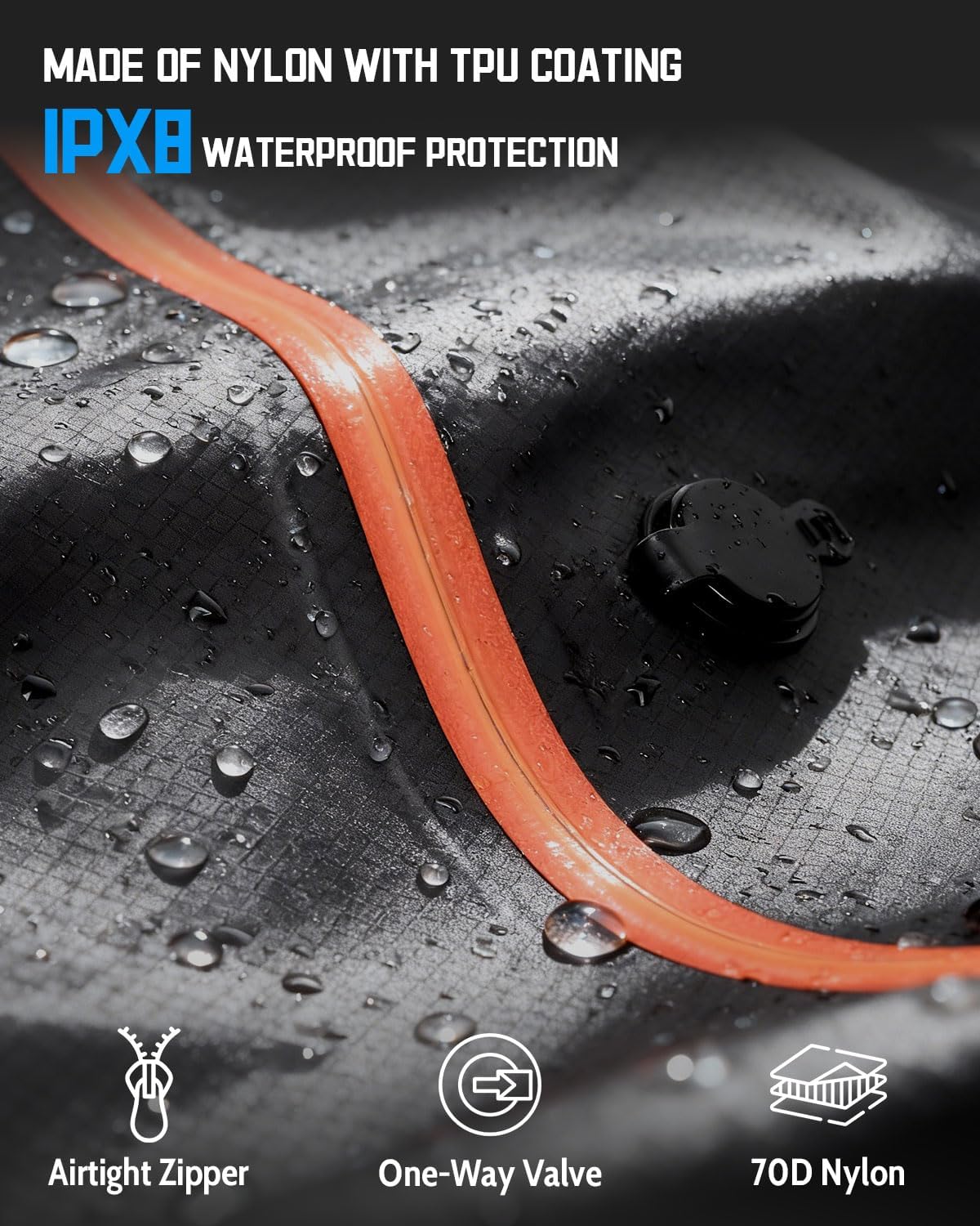 Zurligi Vacuum Compression Bags - IPX8 Waterproof Packing Cubes | Reusable 39L Travel Bags (3-Pack Black)