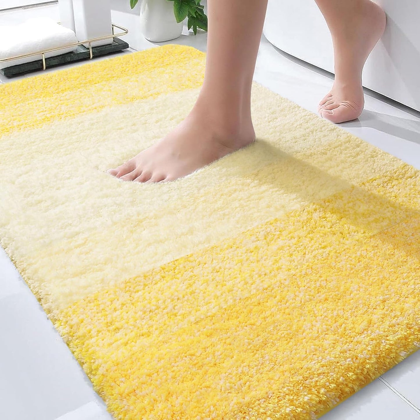 OLANLY Bathroom Rugs - Extra Soft Microfiber Mat 36x24 | Quick Dry & Machine Washable, Yellow
