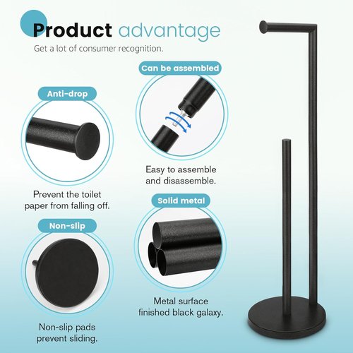 Black Galaxy Toilet Paper Holder Stand - Rustproof Free-Standing Storage for 4 Rolls