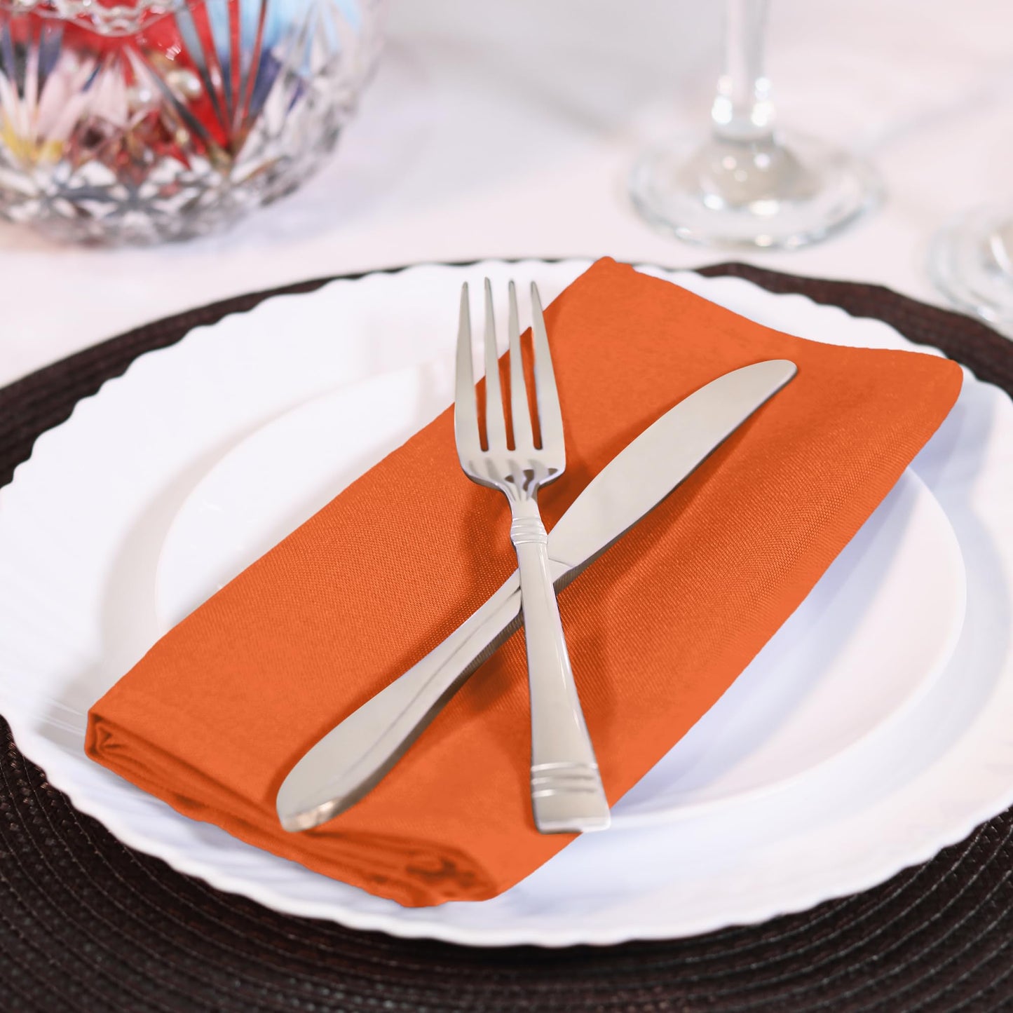 Utopia Home [288 Pack, Orange] Cloth Napkins 20x20 Inches, 100% Polyester Hemmed Edges, Washable and Reusable Ideal for Parties, Weddings and Dinners