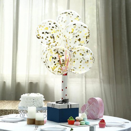 Bezente Gold Confetti Balloons - 12-Inch Helium Balloons with Golden Dots | 60-Pack for Parties & Events