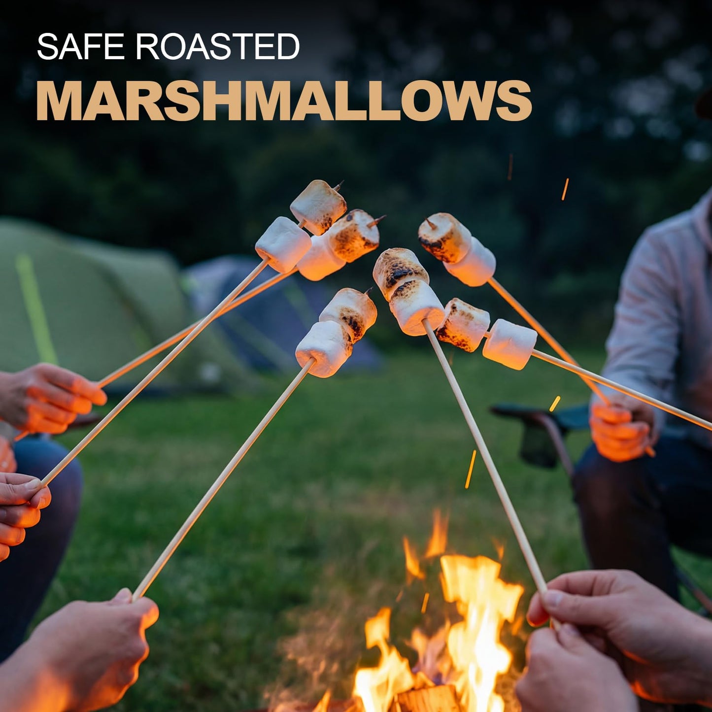 Suclain 500 Pcs Smores Sticks 36" Long 5mm Thick, Marshmallow Roasting Sticks Bamboo Skewers BBQ Kabob Grilling Barbecue Roasting Camping for Outdoor Fire Pits Campfires