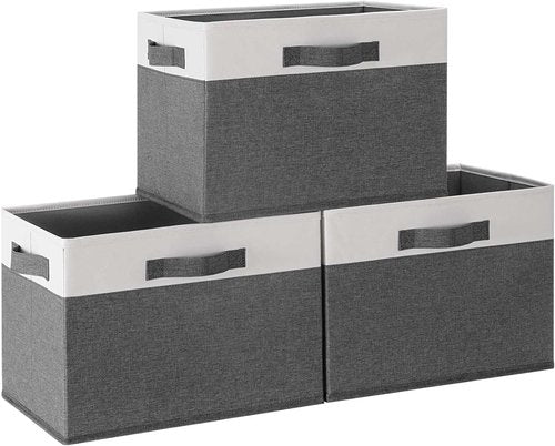 GhvyenntteS Large Fabric Storage Bins - Foldable Closet Organizers with 3 Handles | 15x11x9.6 Inch, 3 Pack