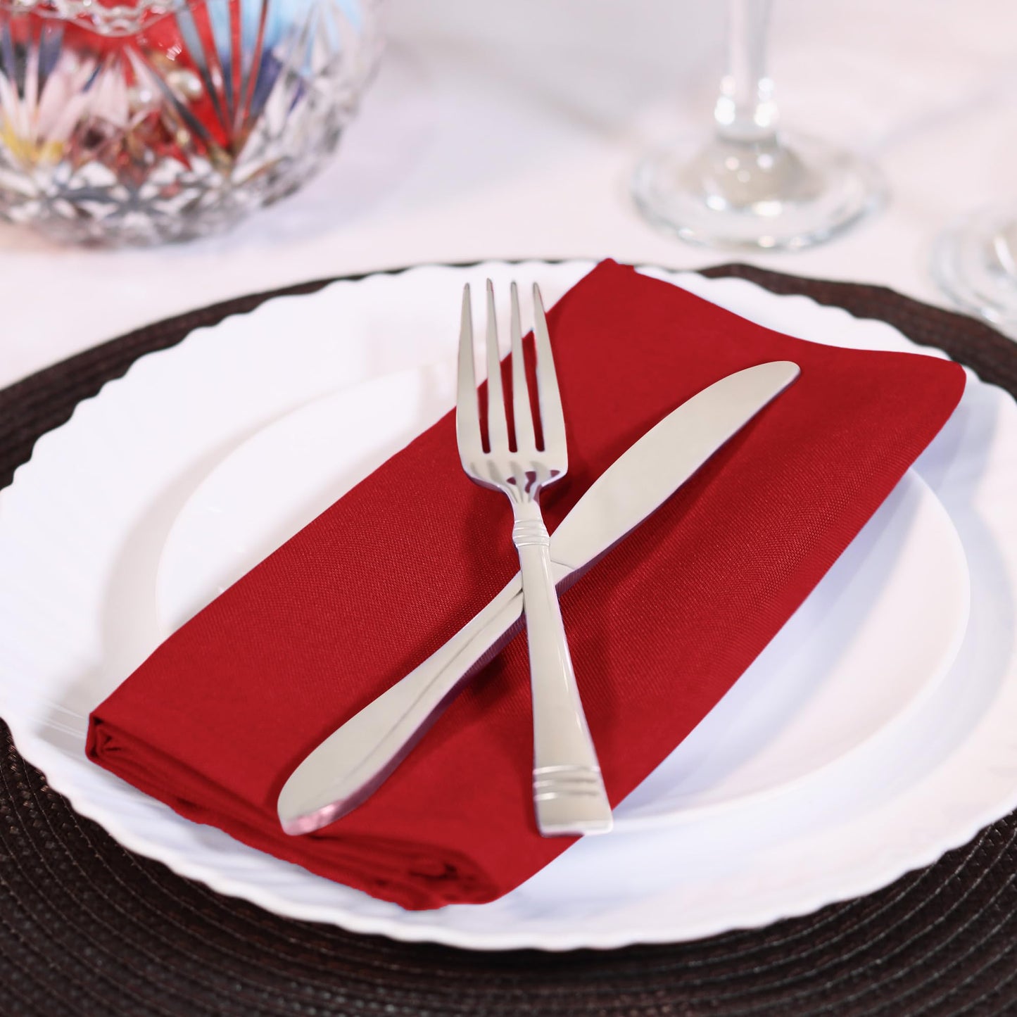 Utopia Home Red Cloth Napkins (12 Pack, 18x18 Inches), Ideal Dinner Napkins for Party, Wedding and Lunch/Dinner