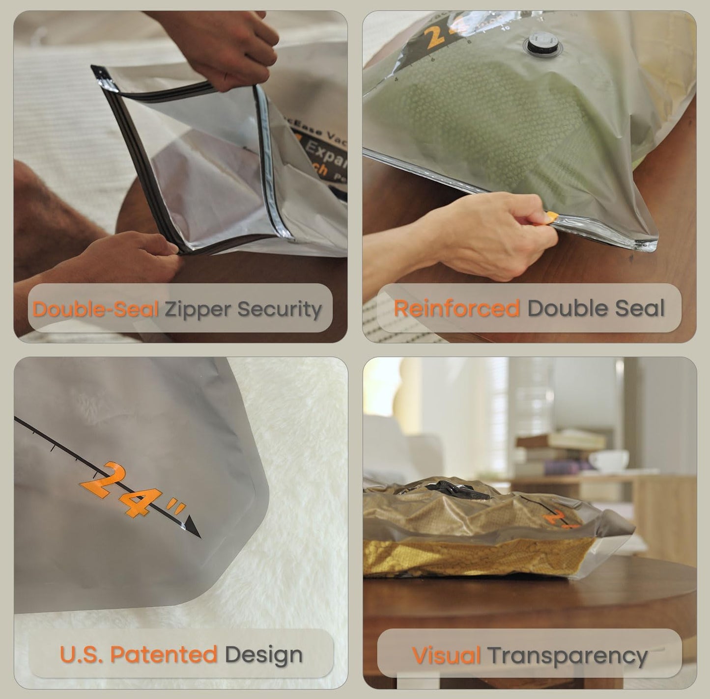 Vacbird 15 Pack Vacuum Bags for Storage - 24” Compact & Airtight Design