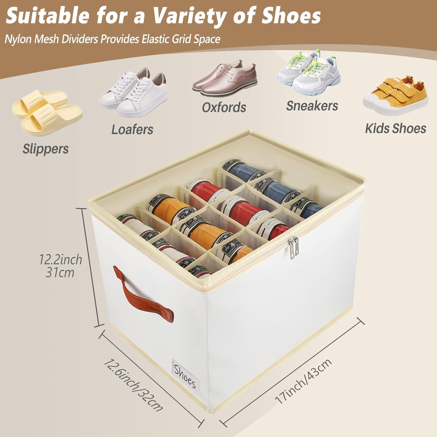 Patinao Shoe Storage Box Organizer - 3 Pack Stackable Clear Lids | 36 Cell Space Saver for Closet
