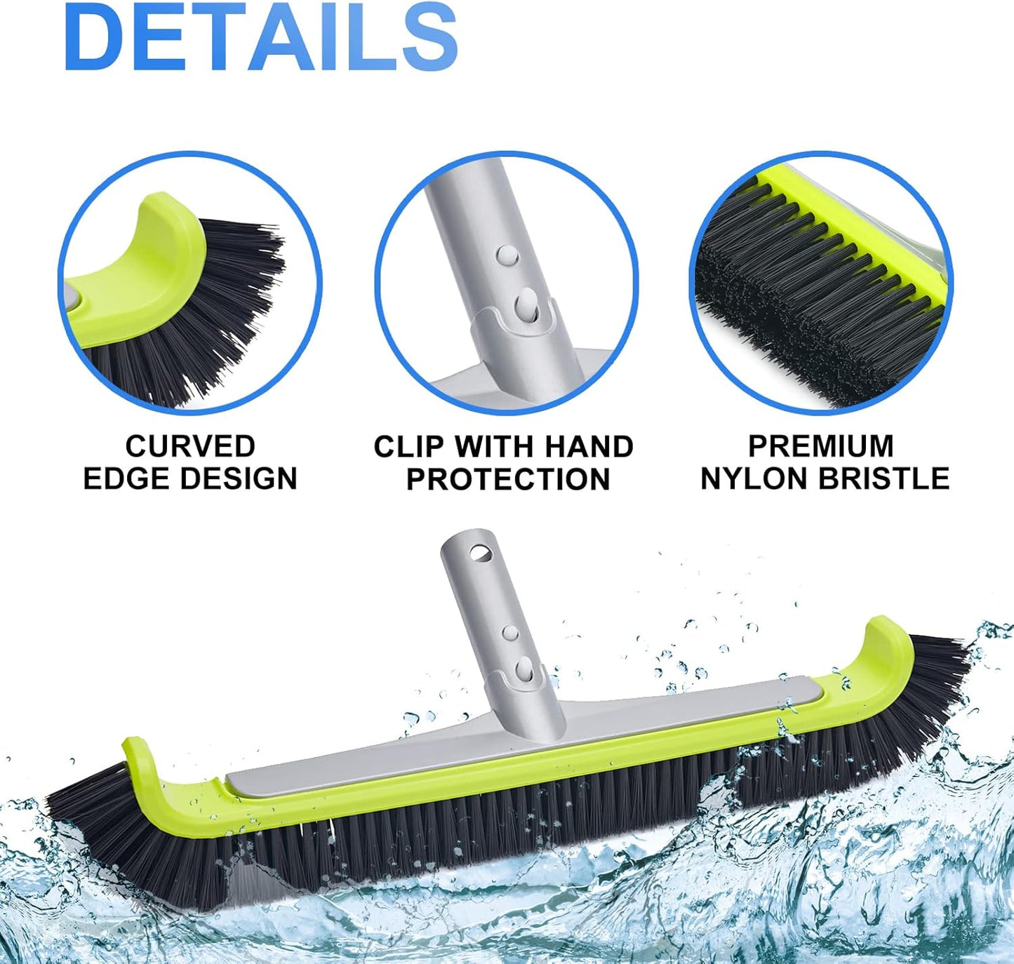 Sepetrel Pool Brush Head - Heavy Duty 17.5" for Inground/Above Ground Pools | Premium Bristles & Reinforced Aluminum Back