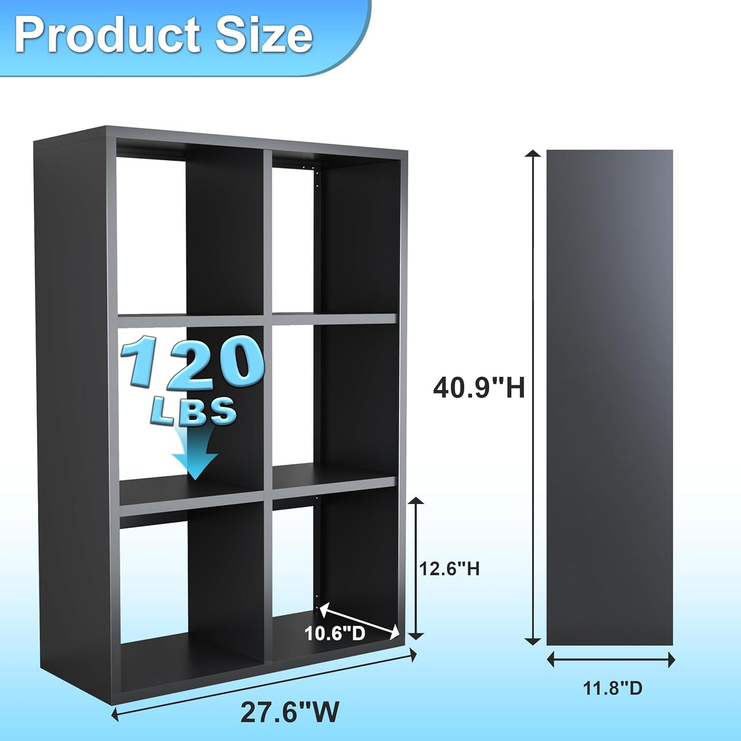 Metal Storage Organizer by [Brand Name] - 6-Cube High-Load Bathroom Shelves | Modern Black Design for Small Spaces