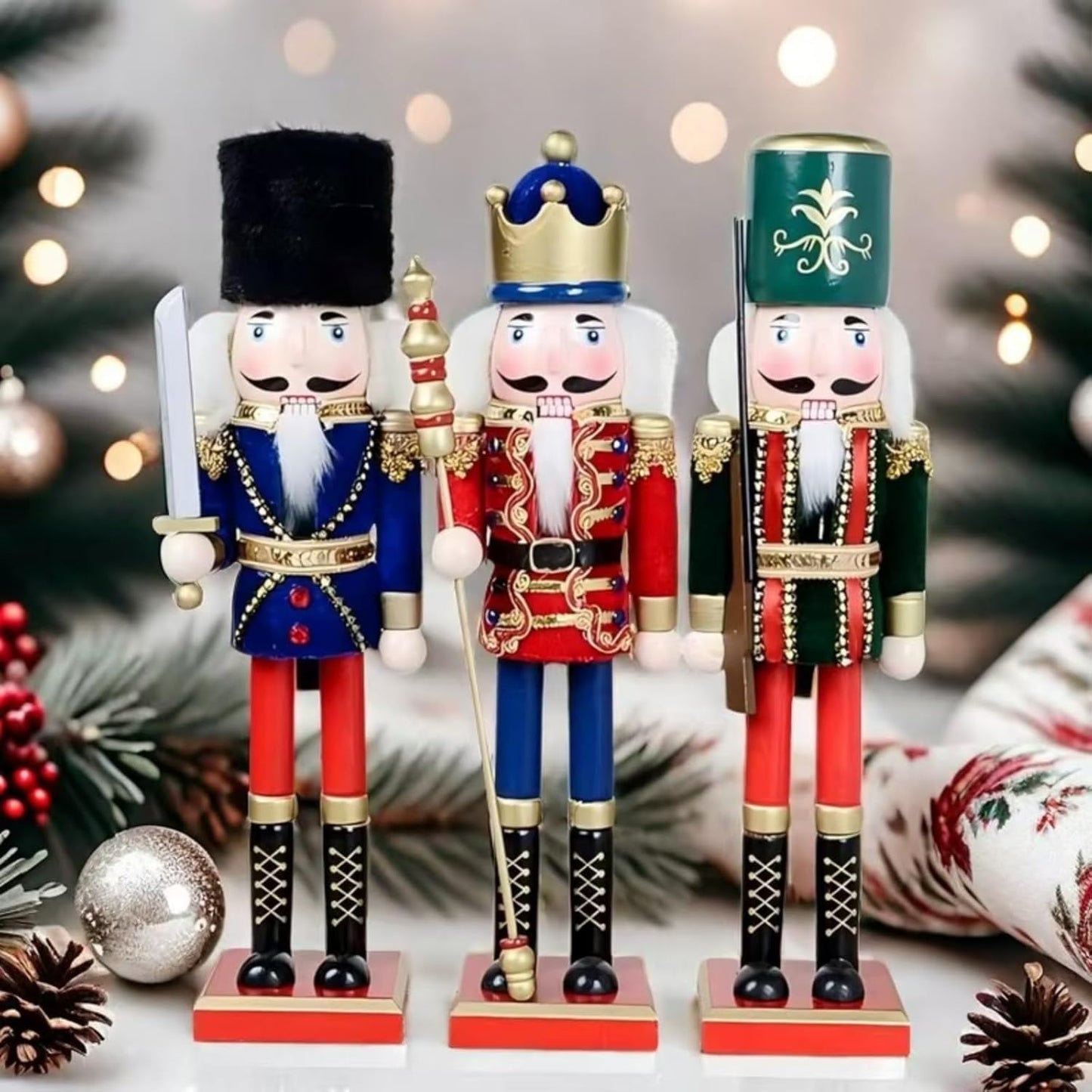 Regine Switzerland 15-Inch Hand-Painted Christmas Nutcracker Figure - Festive Wooden Decoration for Winter
