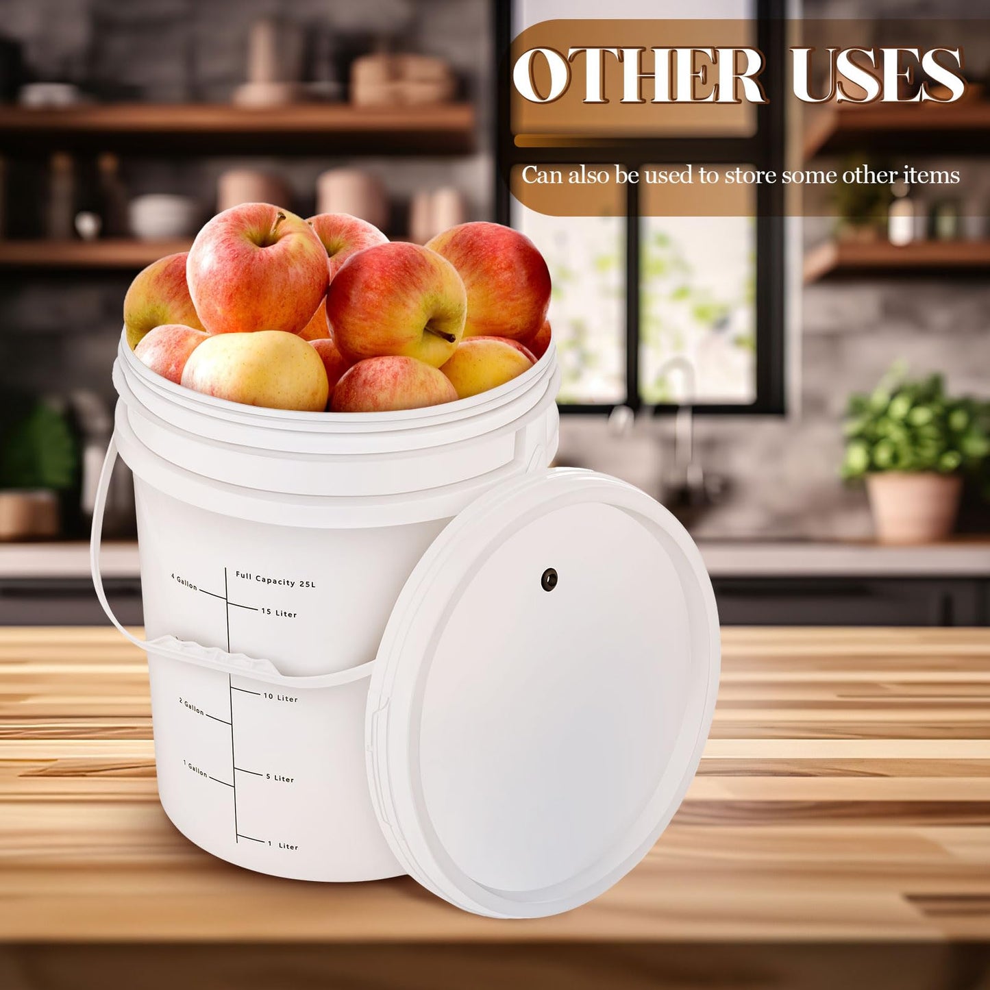 Ziliny 4 Pcs White 6.5 Gallon Fermentation Bucket with Twin Bubble Airlock Grommets Lid Brewing Wine Fermenter Fermentation Kit for Home Beer Wine Mead Other Fermented Beverage