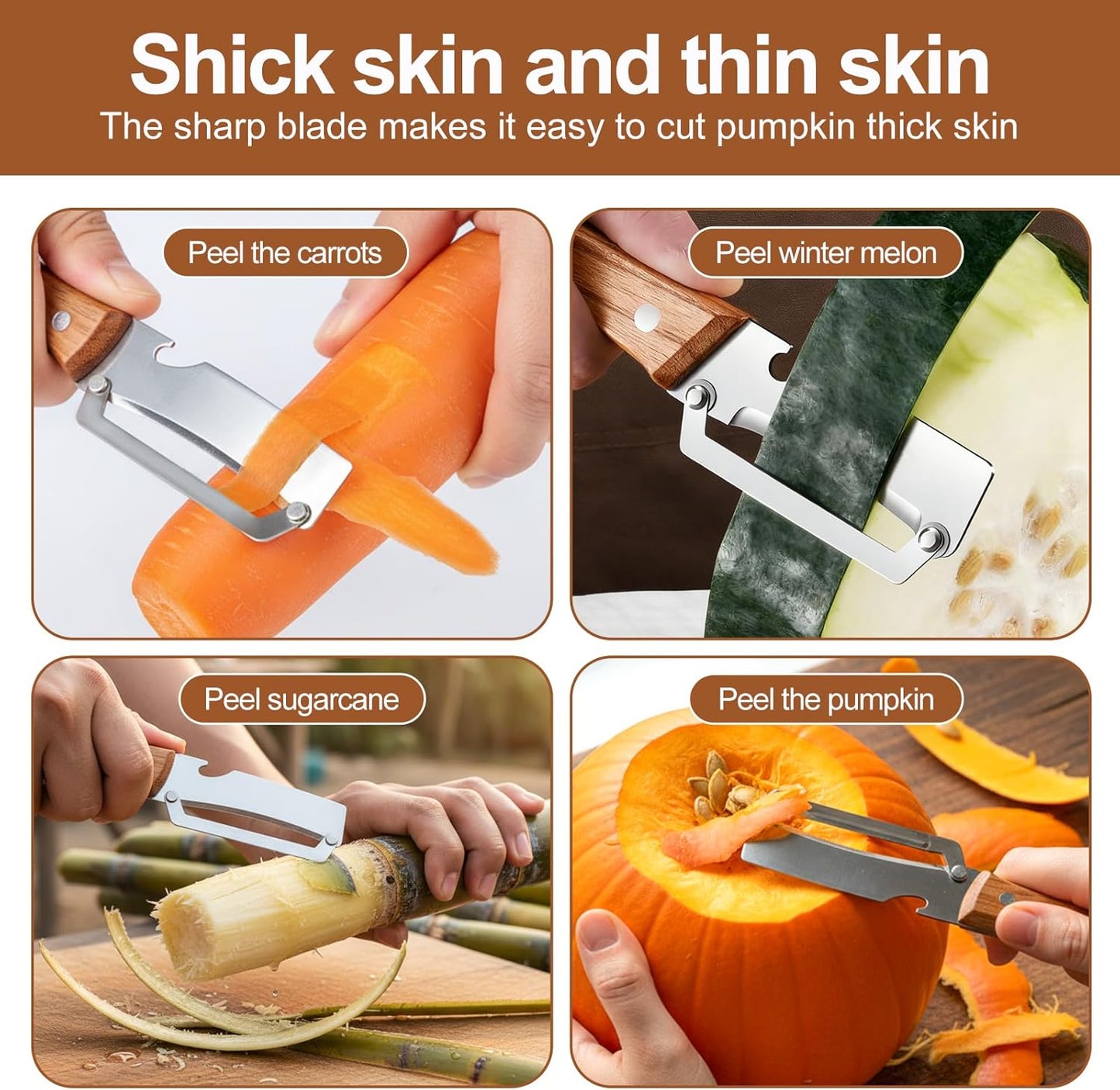 Skiennix Multi-Functional Kitchen Vegetable Peeler - Ergonomic Handle & Bottle Opener | Stainless Steel, Ideal for Fruits & Vegetables