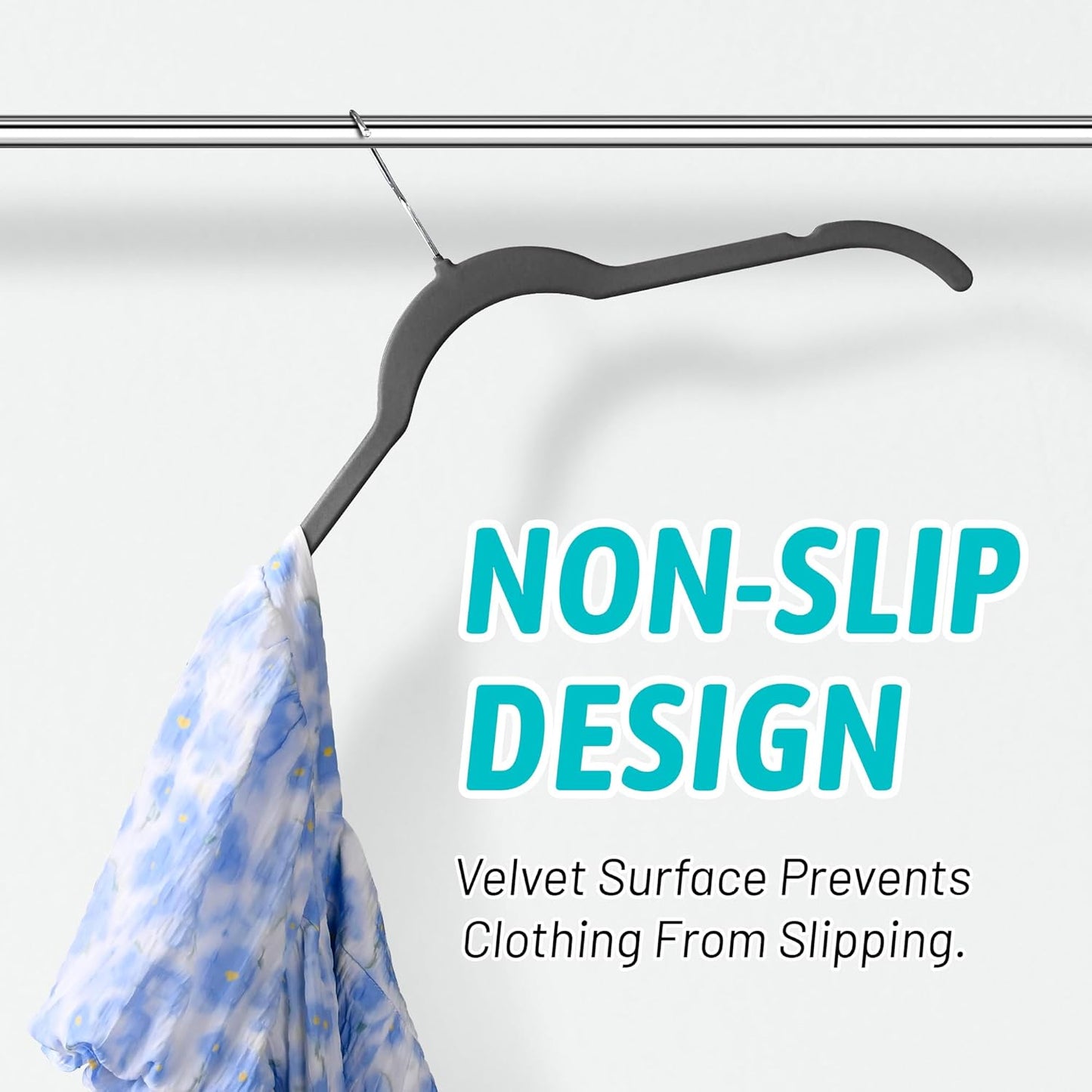 Sishynio Premium Velvet Hangers - Space-Saving Non-Slip Closet Organizer, 30 Pack in Black