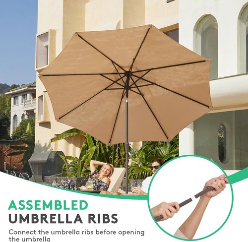 JEAREY 10FT Outdoor Patio Umbrella - UV Protection & Waterproof with Push Button Tilt | Beige