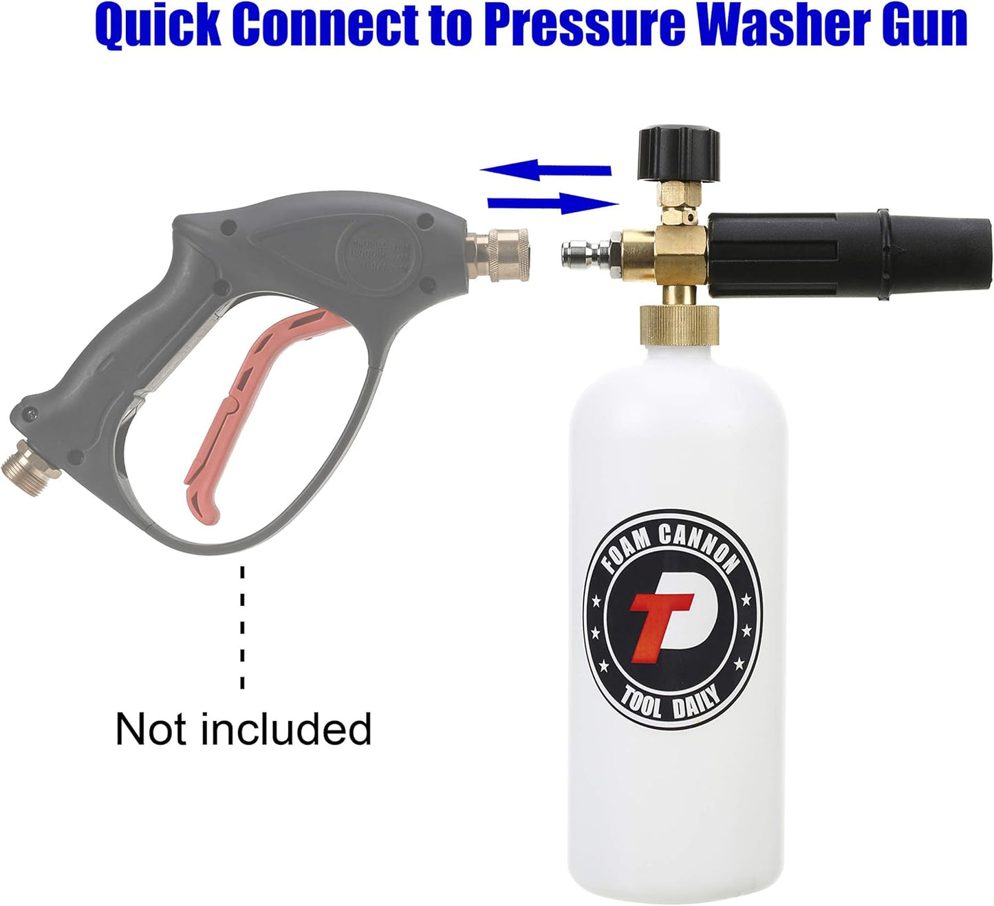 Tool Daily Foam Cannon - 1 Liter Pressure Washer Foam Gun with 5 Nozzle Tips & 1/4 Inch Connector