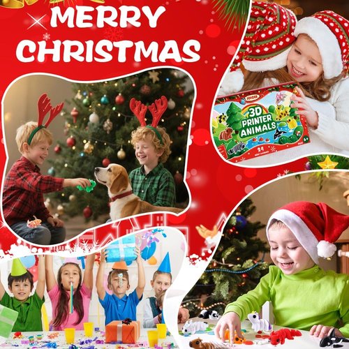 JOICEE Christmas Advent Calendar - 24 Mini 3D Animal Figurines | Articulated Flexible Toys for Kids