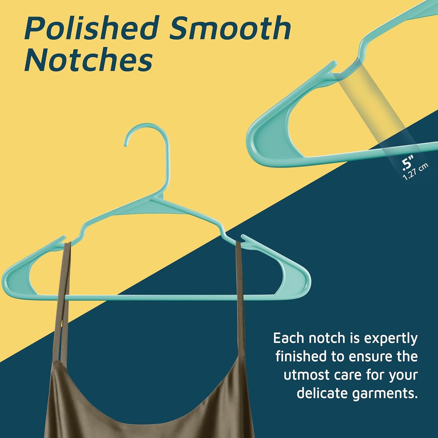 Lifemaster Heavy Duty Plastic Clothes Hangers - Space-Saving Non-Slip Design, Pack of 30, Aqua